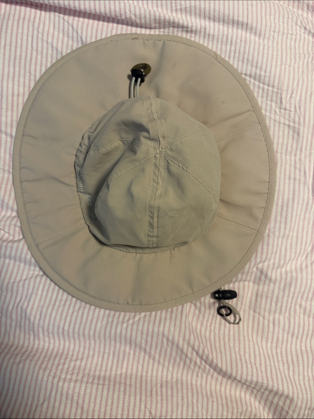Wide-Brim Sun Hat with Adjustable Chin Cord - Beige